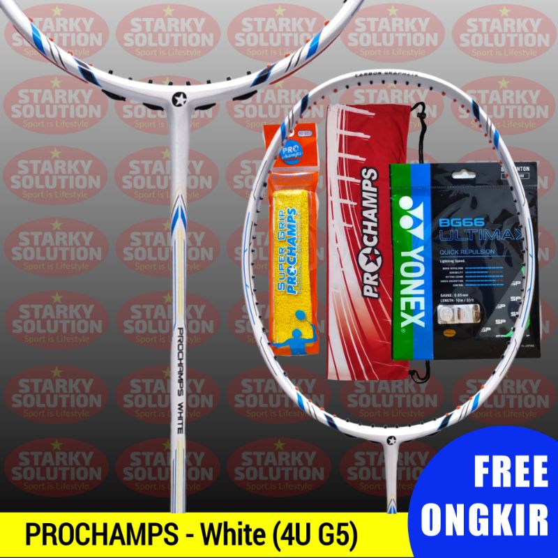 Raket PROCHAMPS WHITE 4U G5 Bulutangkis Badminton Original