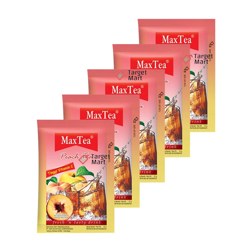 

5PCS MaxTea Peach Tea Minuman Serbuk Teh Rasa Persik Tinggi Vitamin C