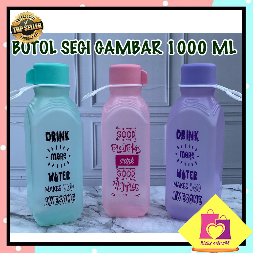 Rizkyonline88 Botol minum segi gambar ukuran 1000ML BOSI008