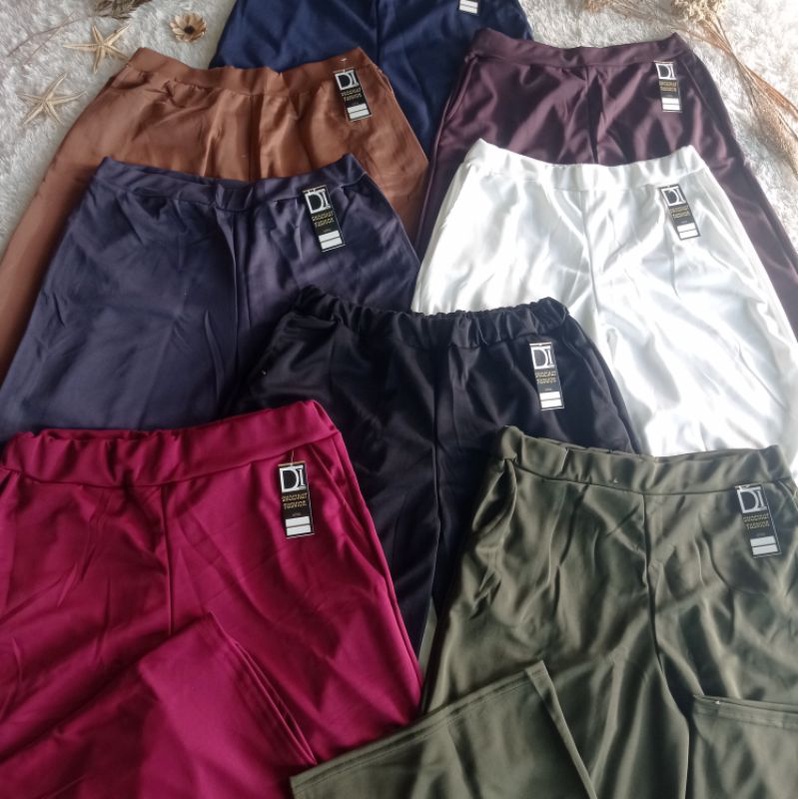 Celana Kulot Scuba Polos Ukuran Jumbo Sampai Bb 120kg // Kulot Panjang Wanita Polos Pinggang Karet Bahan Scuba Premium Tebal // Celana Panjang Wanita Melar Big Size Xxl Xxxl