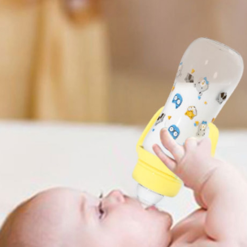 Mary Upgraded 250ml Silicone Baby Bottle with 2gagang Botol Susu Bayi Motif Kartun Cocok Untuk Bayi Newborn