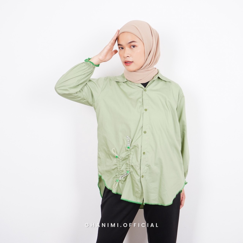 Ghanimi - Lucy Shirt / Kemeja Polos Unik / Kemeja Kerja / Atasan Kerja / Baju Kerja / Kemeja Polos / Kemeja Casual Formal / Kemeja Timeless / Kemeja Unik / Kemeja Serut / Kemeja Katun