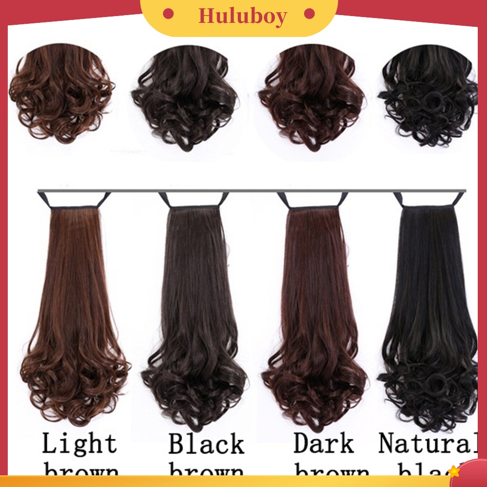 Wig Rambut Ekstensi Model Panjang Lurus Keriting Ukuran 38 / 48 / 58cm