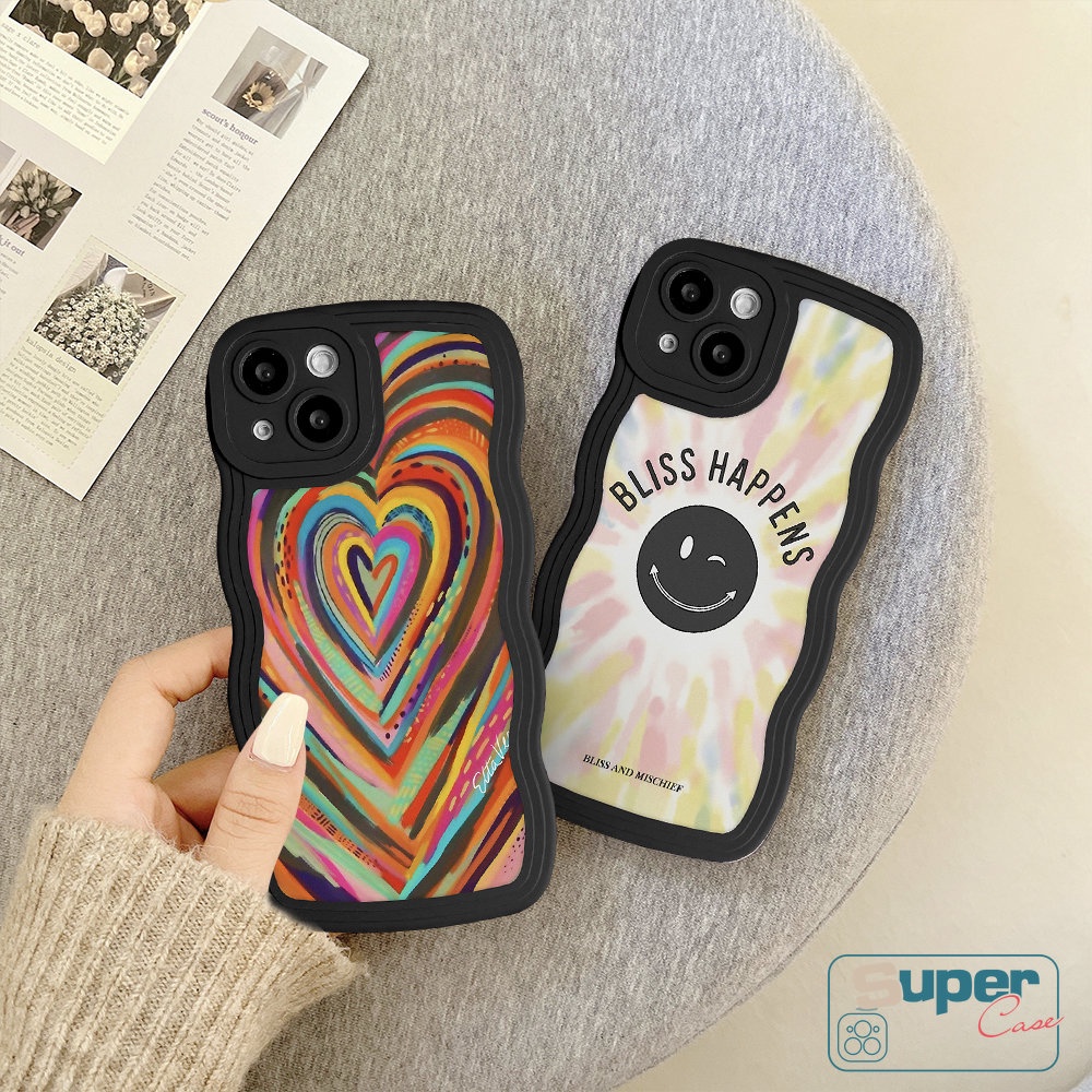 Case Untuk Realme C33 C55 C30 C35 C15 C25s C12 C25Y C25 C21Y C11 9i 8i 8 8pro 9 5 6i 5i 9pro+7 7i C3 C1 C20A C20 Gradasi Warna Warni Love Hati Rainbow Lucu Smiley Lembut Bergelombang Edge Case