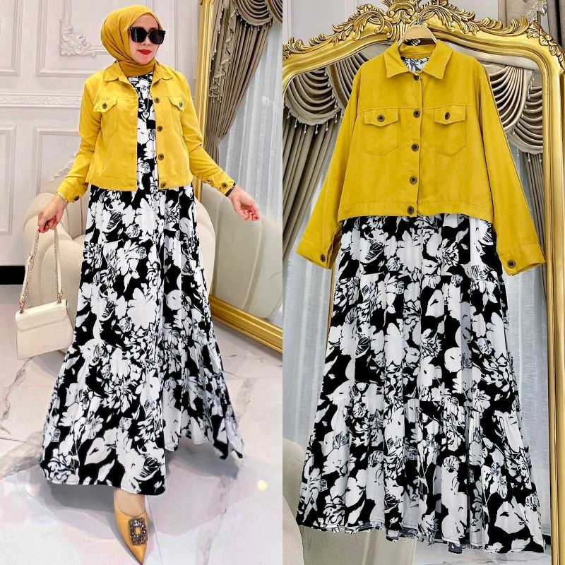 Monika Set, SETELAN WANITA MUSLIM CANTIK FIT XL ZIPPER BUSUI TERMURAH OOTD