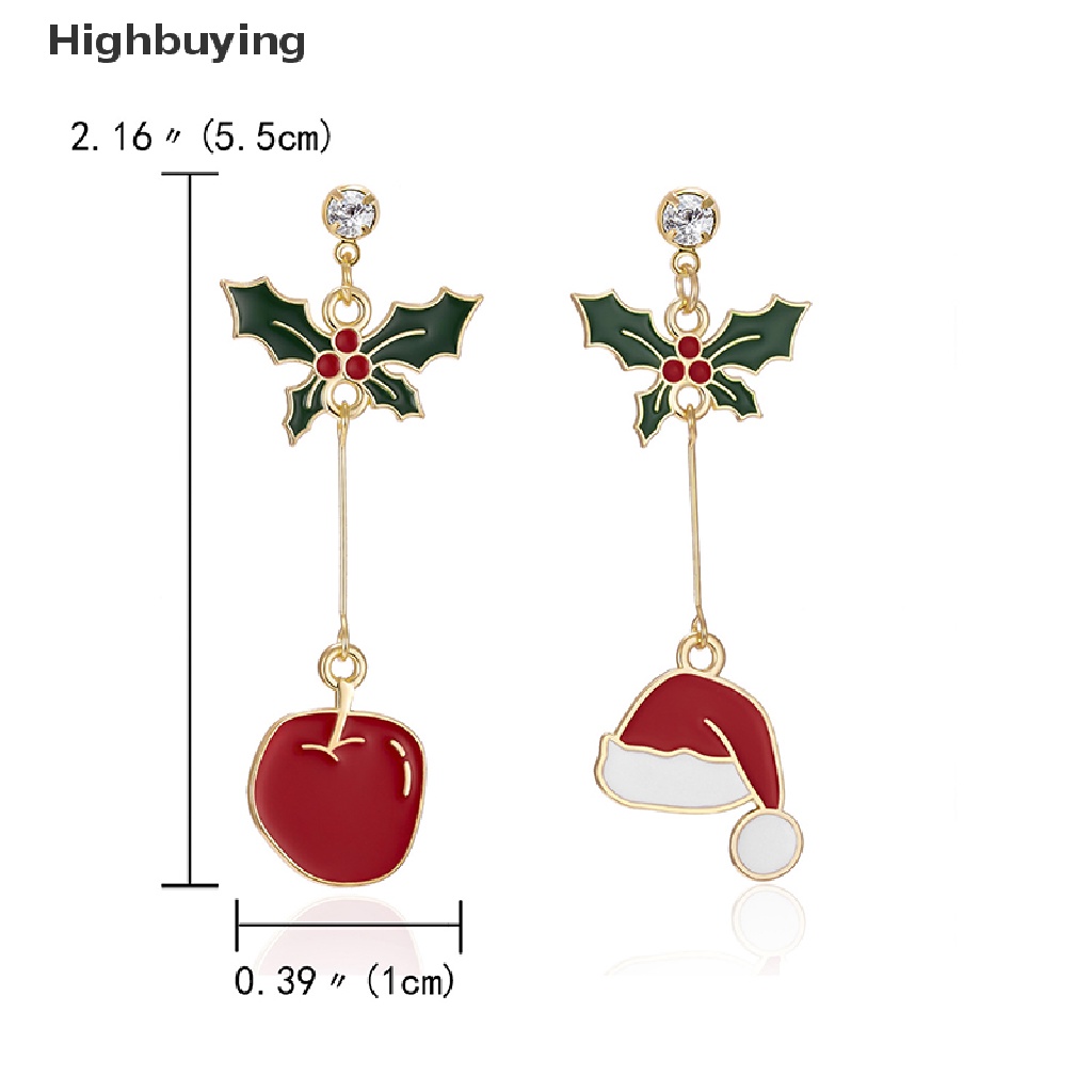 Hbid 1pasang Fashion Natal Stud Earrings Desain Baru Asimetris Anting Pohon Xmas Beruang Coklat Snowman Santa Claus Menjuntai Anting Perhiasan Glory