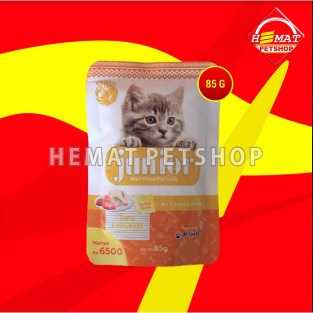 Makanan Basah Kucing Junior Wet Food Pouch 85 Gram Non Whiskas