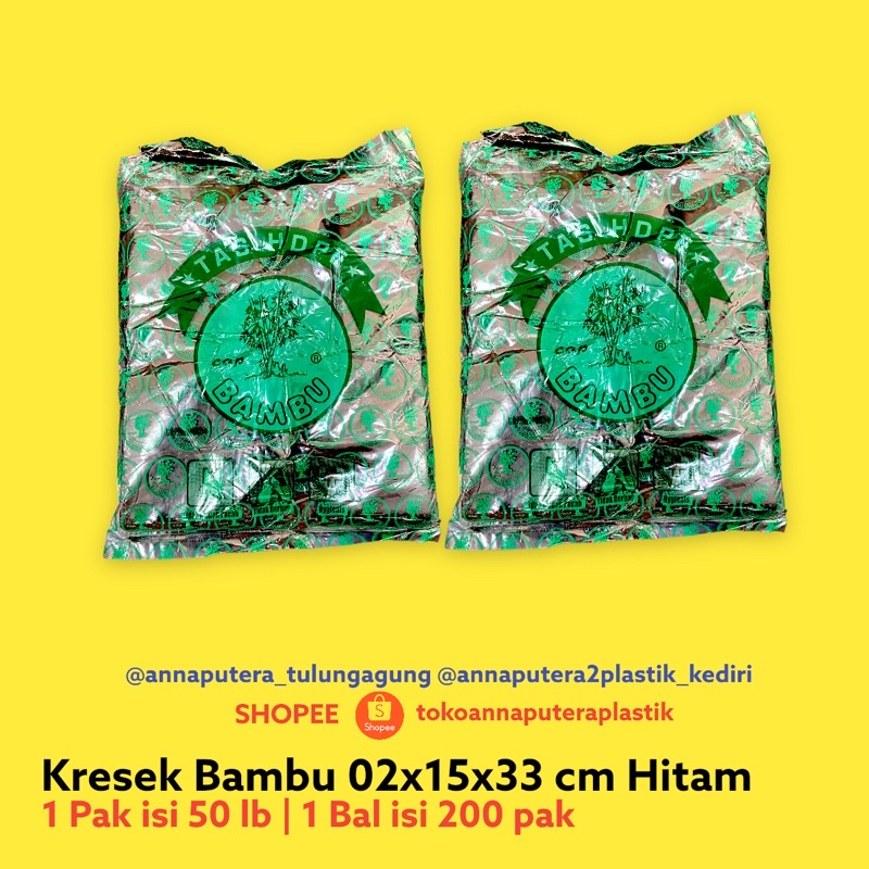 Kresek Bambu Hitam 02x15x33 cm isi 50 lb