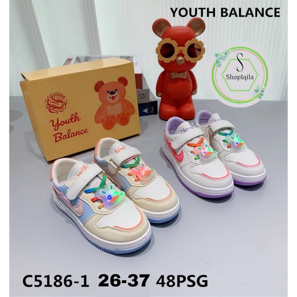 SEPATU ANAK SNEAKERS HIASAN BONEKA MODEL TERBARU YOUTH BALANCE C5186-1 (26-37) FREE BOX SEPATU