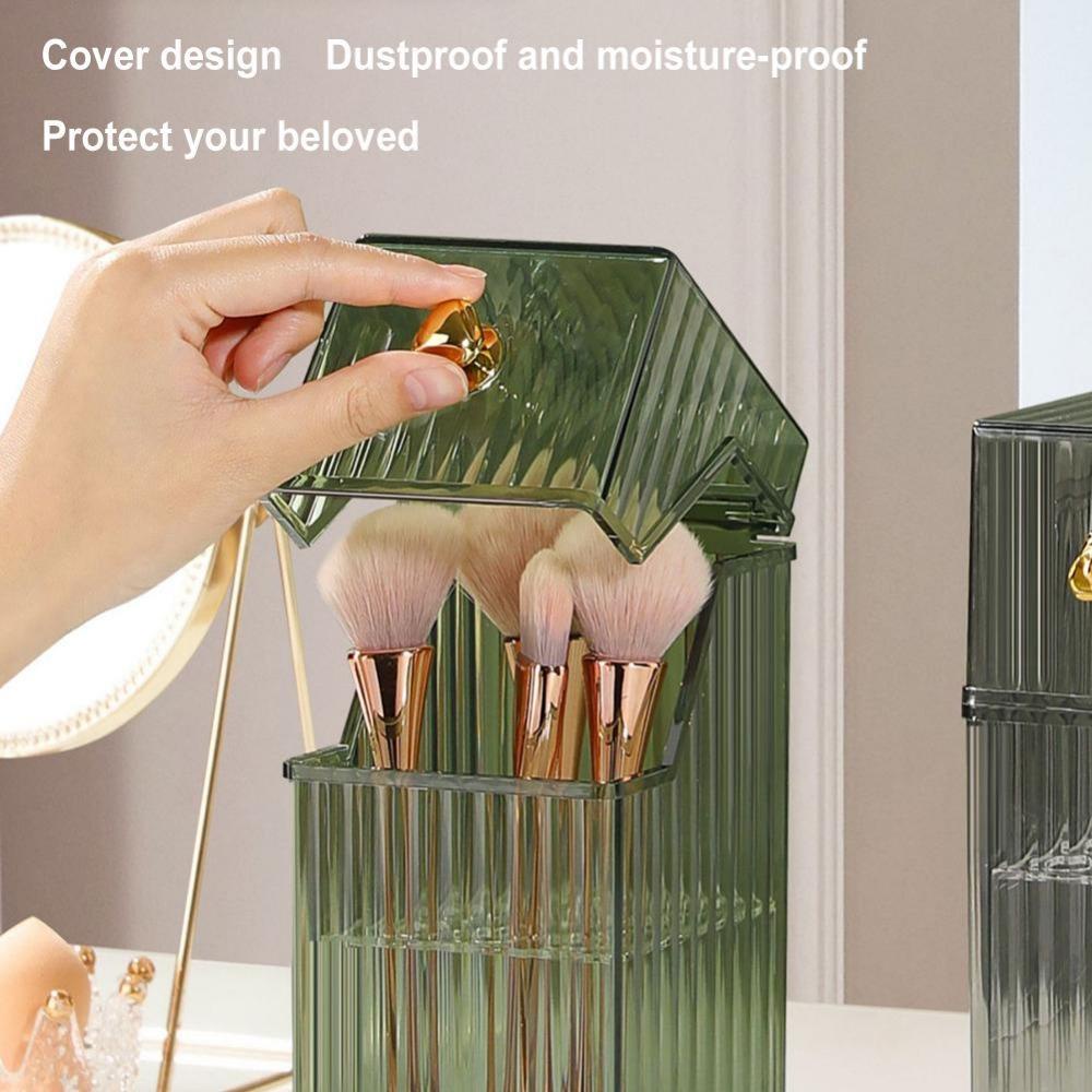 Solighter Tempat Kuas Makeup Desktop Tutup Organizer Makeup Plastik