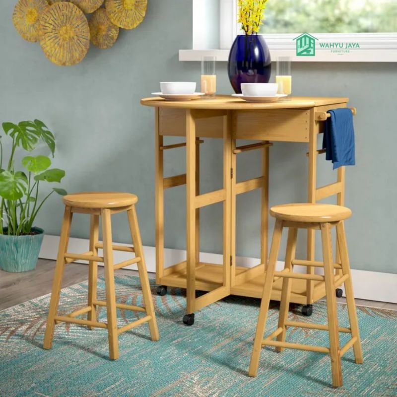 Set Meja Bar 2 Kursi Kayu Minimalis