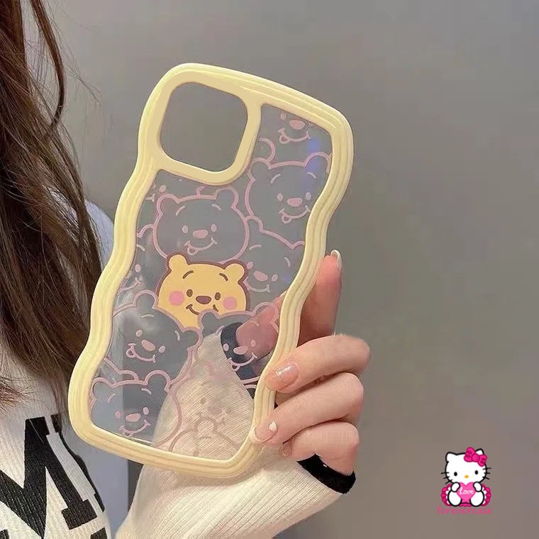 Realme C53 C33 C20 C25 C25Y C20A C30 C15 8i C35 C21Y C12 C11 C25s 8 8Pro 7 C1 9 9Pro+C3 7i 9i 5i 6i 5transparan Lembut Wavy Edge Cartoon Cute Winnie The Pooh Sarung Tahan Guncangan