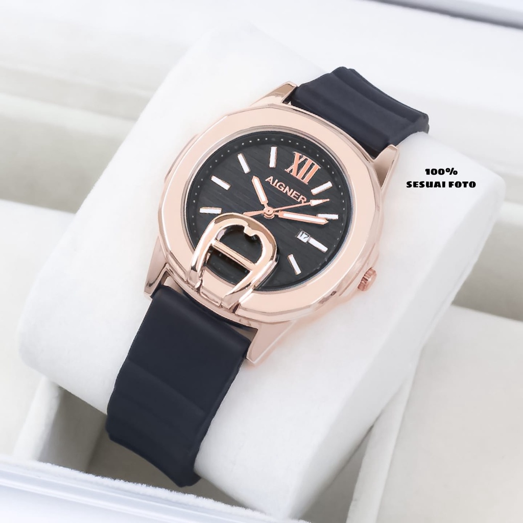 BEST SELLER JAM TANGAN AIGNER WANITA E70 TALI RUBBER TANGGAL AKTIF BODY BULAT DM 3.5CM FREE BOX &amp; BATERAI || JAM TANGAN FASHION WANITA JAM TANGAN CEWEK MURAH