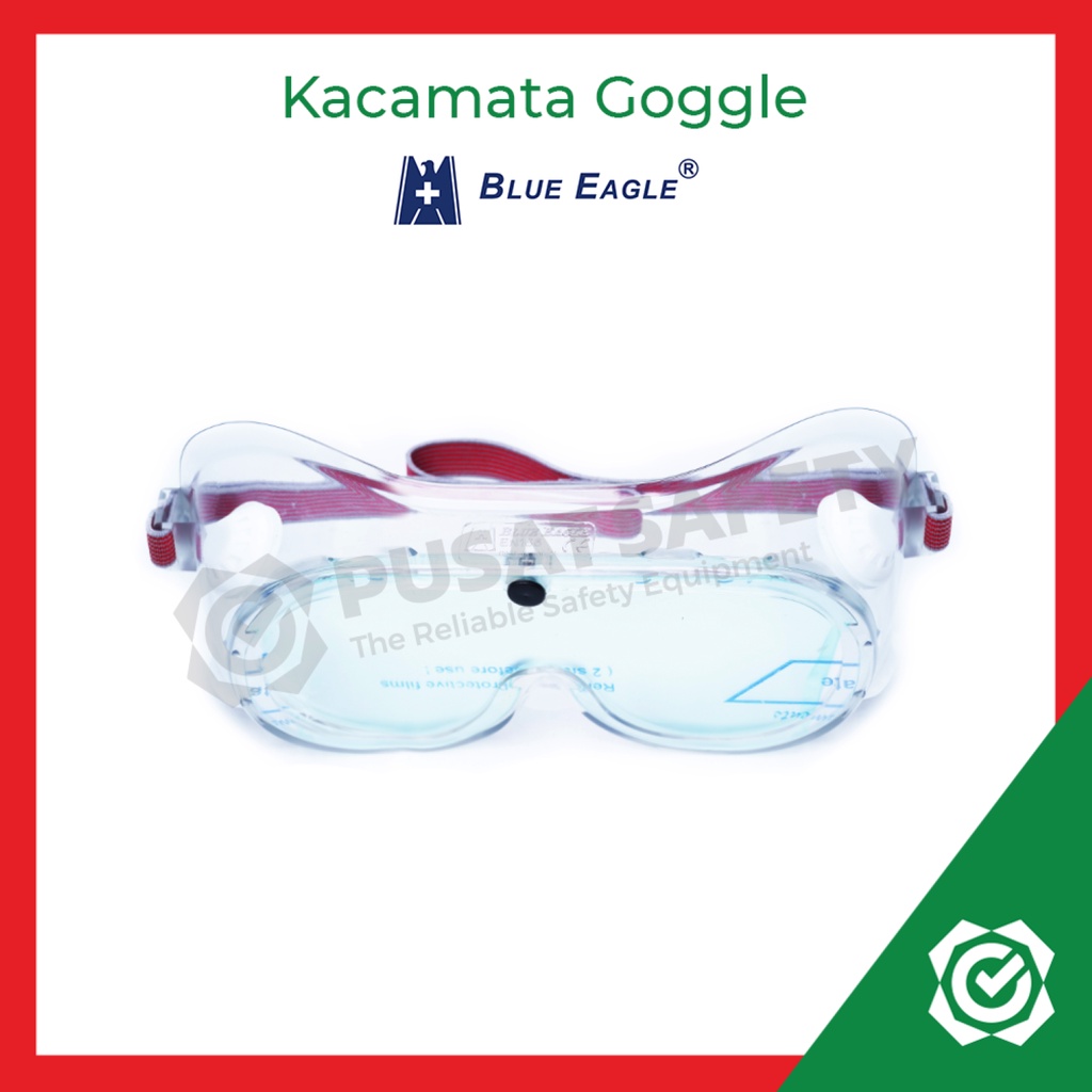Kacamata Safety Chemical Goggle NP 104 Clear Lens Blue Eagle Original