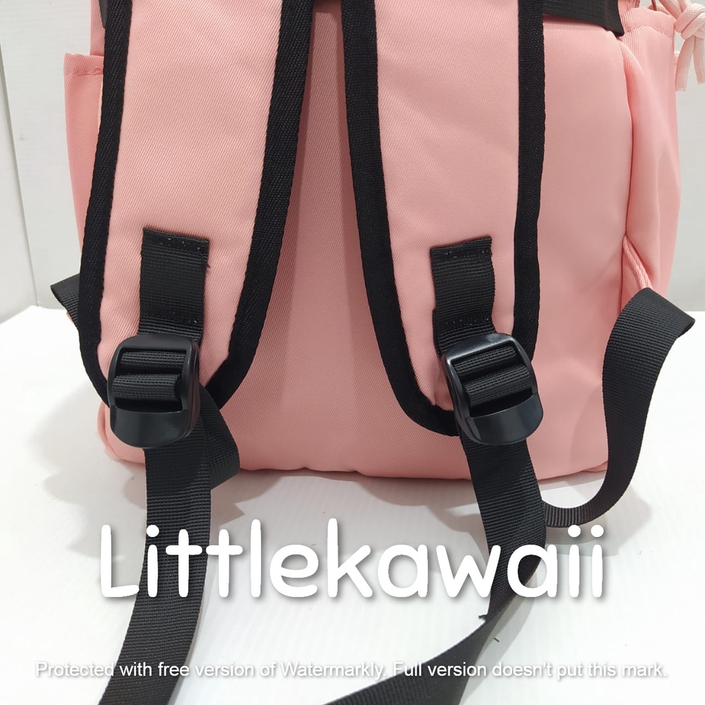 LK/Tas Ransel Laptop Parasut Backpack Sekolah Kuliah Fashion Casual Remaja Dewasa Bear Sikaile Gantungan Mix Import