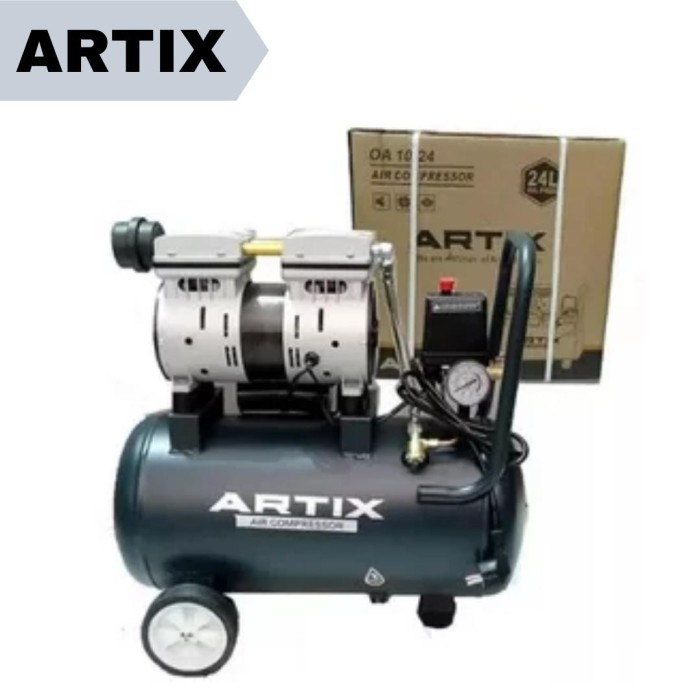 Mesin Kompresor 1Hp 24L Artix Oa1024 Oiless Air Compressor Oa 1024