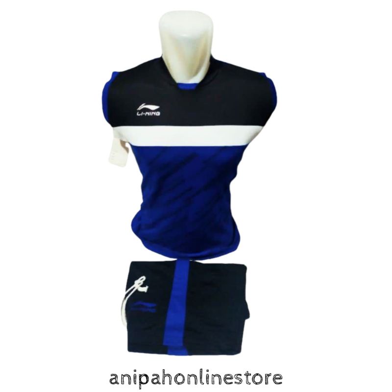 kaos stelan lining , baju singlet badminton volly tenis pria wanita