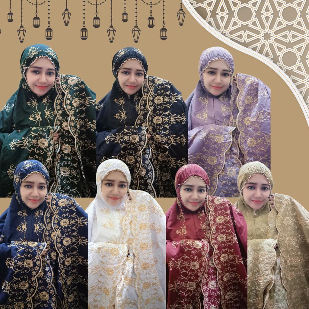 (real pict) CAMELIA MUKENA ATAS BAWAH SETELAN POTONGAN KATUN MIKRO BORDIR MAWAR RENDA TILE MUTIARA F