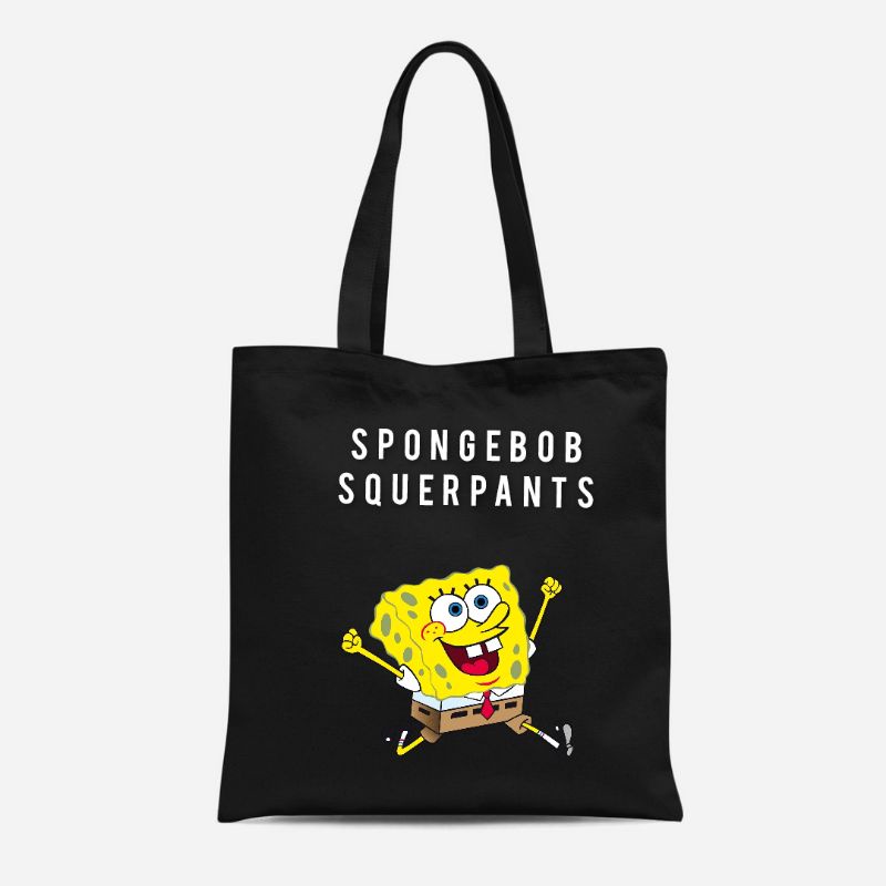 TOTE BAG KANVAS RESLETING MOTIF SPONGEBOB PRIA WANITA MURAH