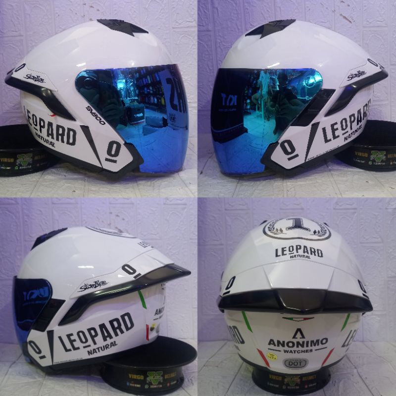 HELM HALF FACE RSV SV300 SOLID WHITE LEOPARD PAKET GANTENG