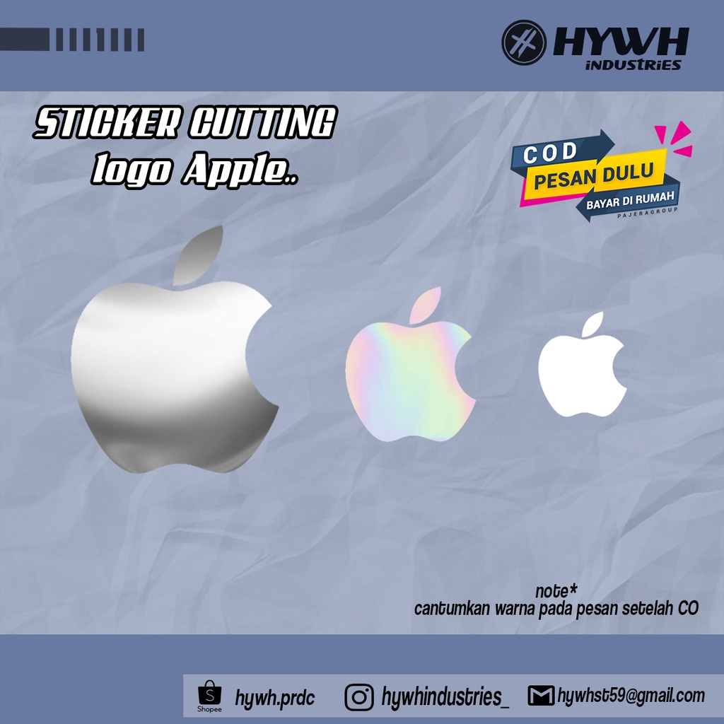 STIKER LOGO APPLE UNTUK LAPTOP CASE HP DAN LAIN LAIN