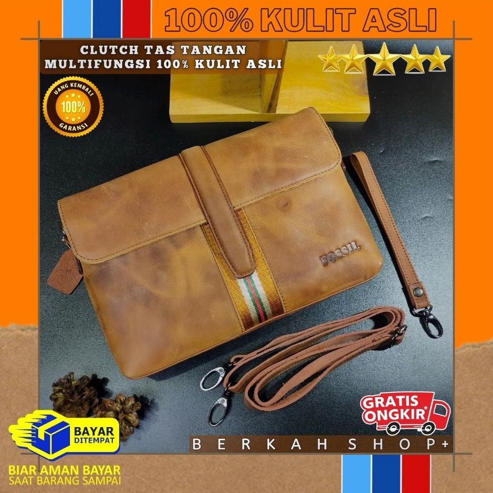 Handbag Clutch Tas Tangan Genggam Pria Wanita Kulit Asli Hand Bag Pouch Pria Cowok Wanita Kulit Sapi