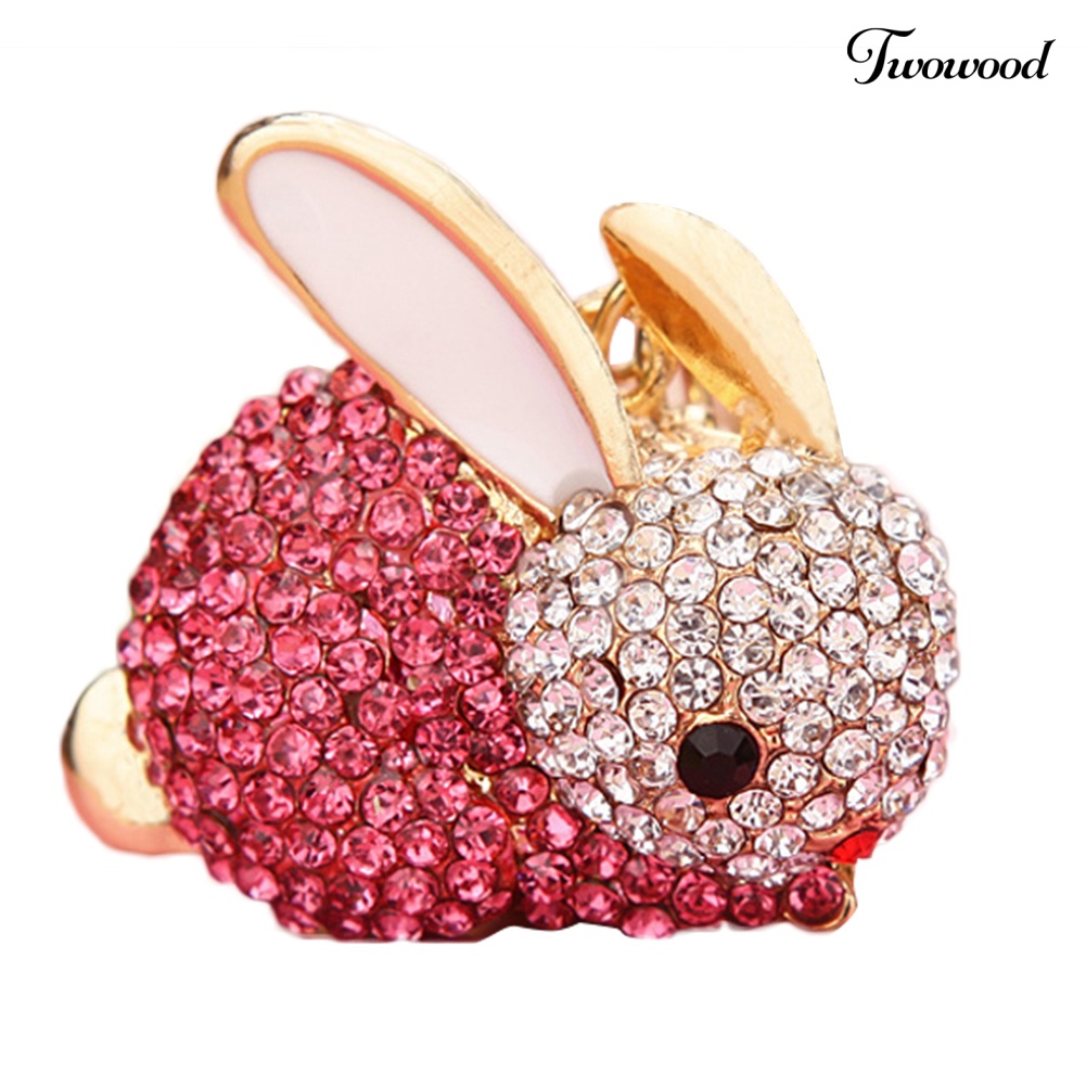 Twowood Lovely Rabbit Full Rhinestone Keychains Gantungan Kunci Gantungan Kunci Dompet Tas Liontin