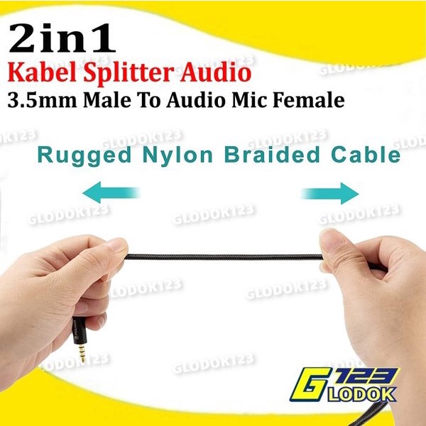 Splitter Cable Kabel 3.5mm TRRS Male to TRS Mic Audio for Smartphone