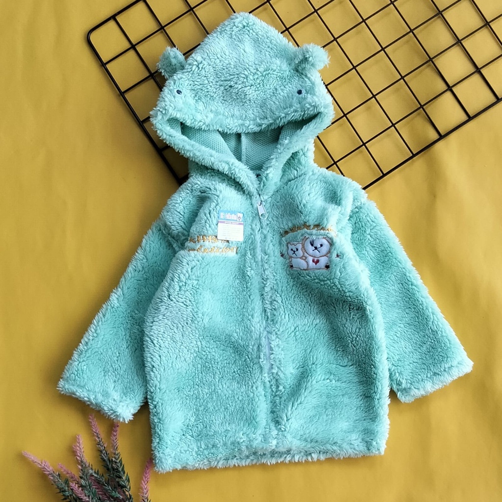 jaket mantel bayi bulu lembut 3-18 bln