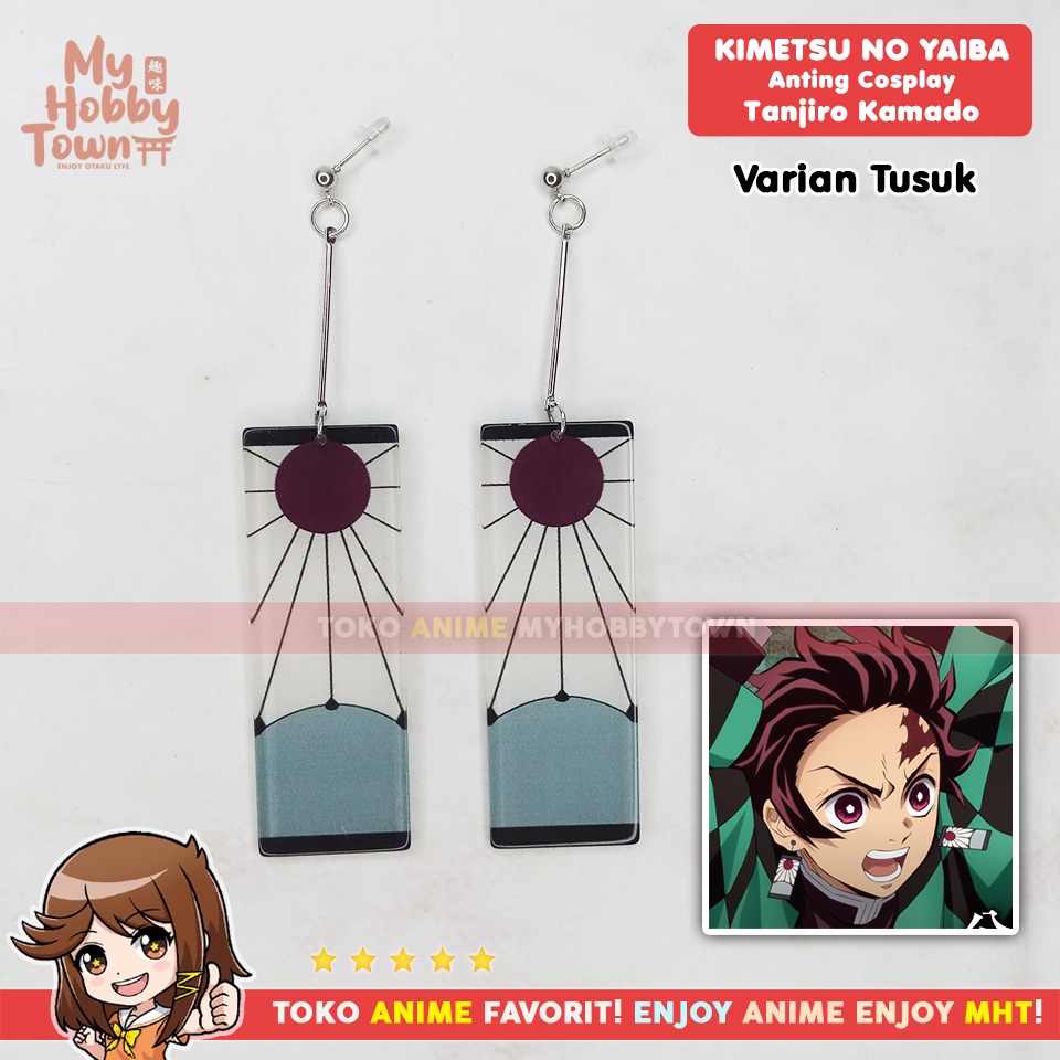 Anting Kamado Tanjiro Hanefuda Kimetsu no Yaiba Demon Slayer Cosplay