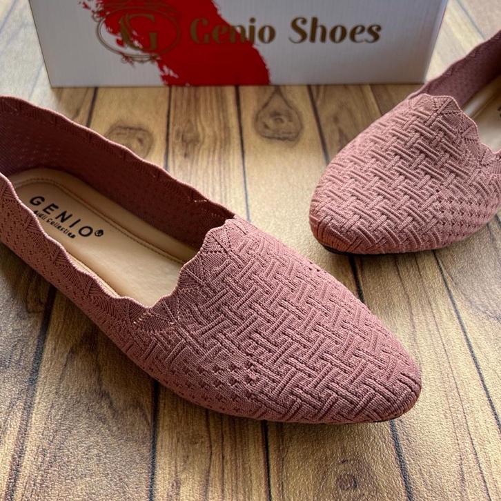 Stok Terbatas Sepatu flat Wanita Rajut Impor Genio
