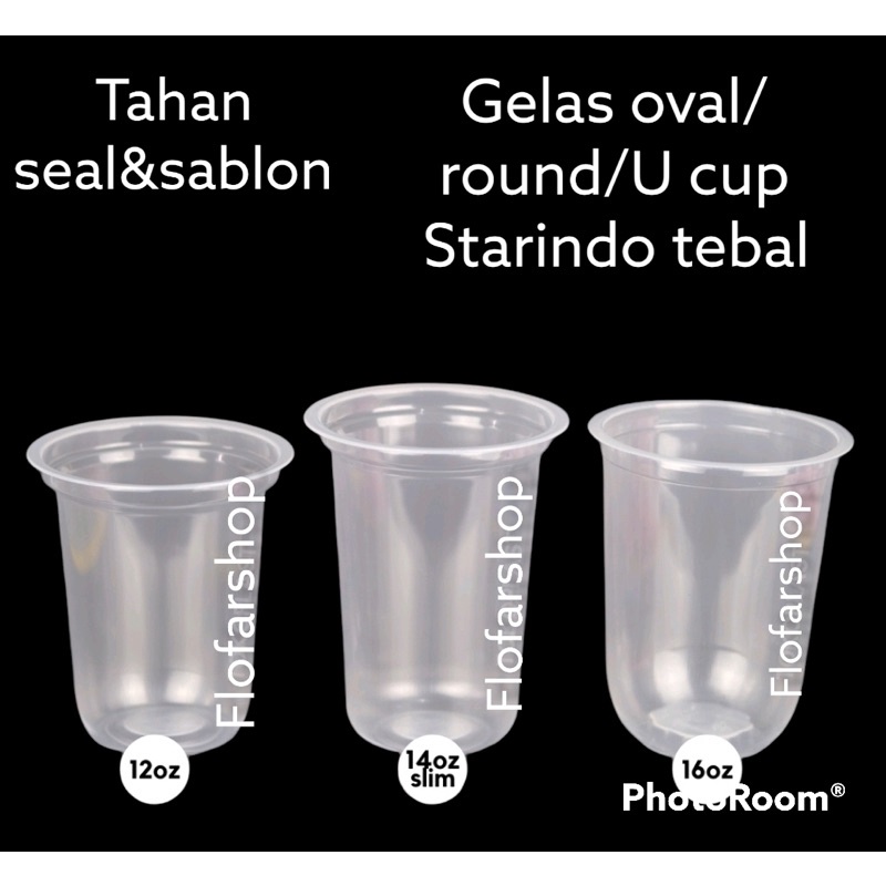 cup oval/u cup/boba 12 oz/14 oz/16 oz starindo