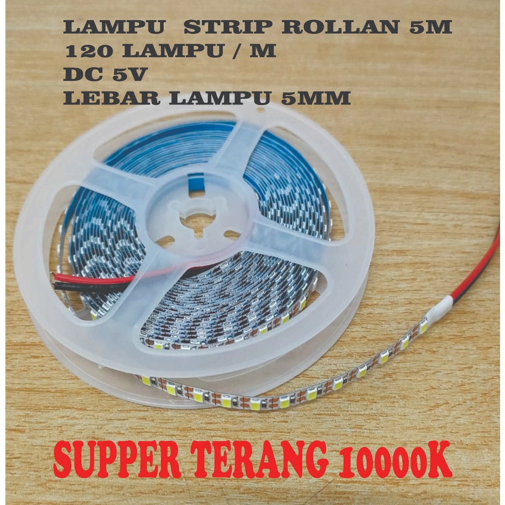 Led Strip Roll putih / cool white  5V  kualitas super terang cahaya rata