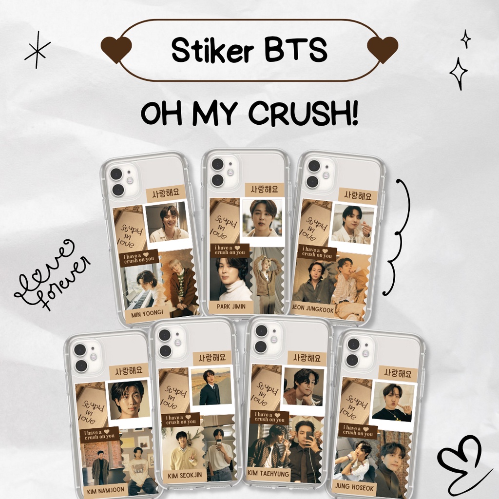

Stiker bts oh my crush aesthetic hp handphone laptop vinyl anti air / sticker jungkook jimin taehyung suga jin rm jhope