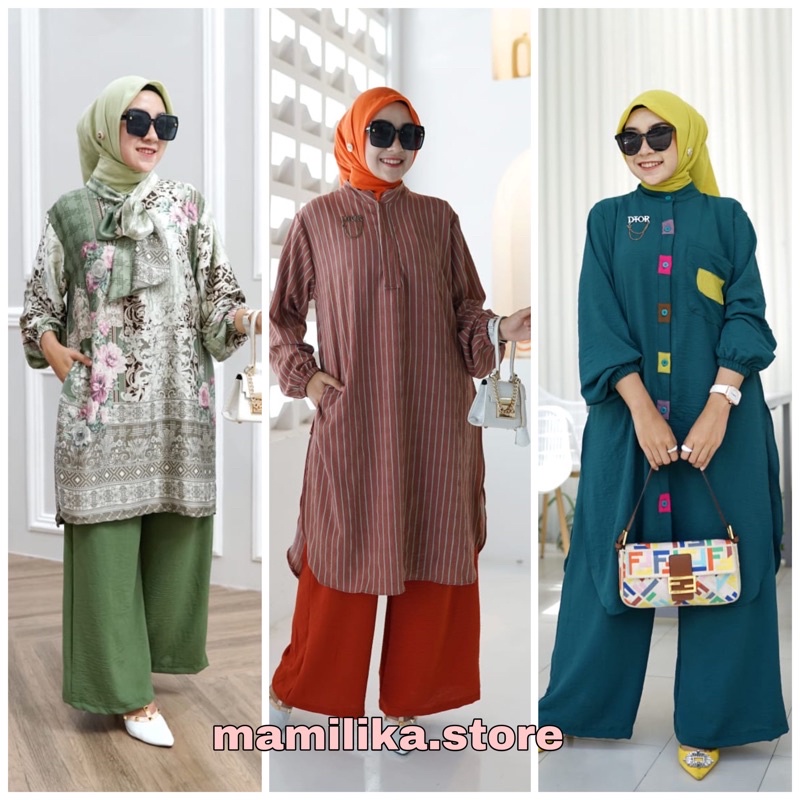 ZALIKA SET KULOT | ONE SET KULOT CRINKLE AIRFLOW BUSUI FRIENDLY | SET KULOT WANITA KEKINIAN | SET KULOT CRINKLE