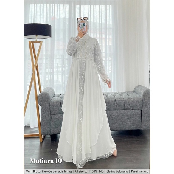 Humaira99 Gamis syari pesta wanita muslimah brokat tile mutiara mix ceruty Original dress mutiara vo