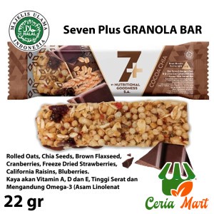 

Granola Bar Seven Plus 7+ Snack Bar Cemilan Sehat Choco Chia 22gr