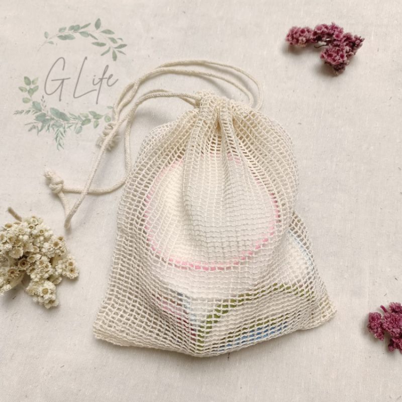 Cotton Pad Mesh Laundry Bag, Cotton Mesh Bag Tas Jaring Reusable Remover Pads