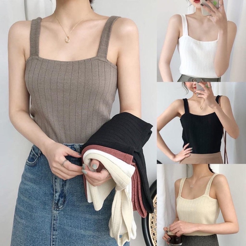 BANYAK VARIAN TANKTOP DAN KEMBEN LENGKAP WARNA {Bisa kirim instant COD Medan Termurah} TANKTOP Best Seller Korean Knit Tank Top | TANK TOP WANITA TALI RIB | TERMURAH 1 KG MUAT 12PC