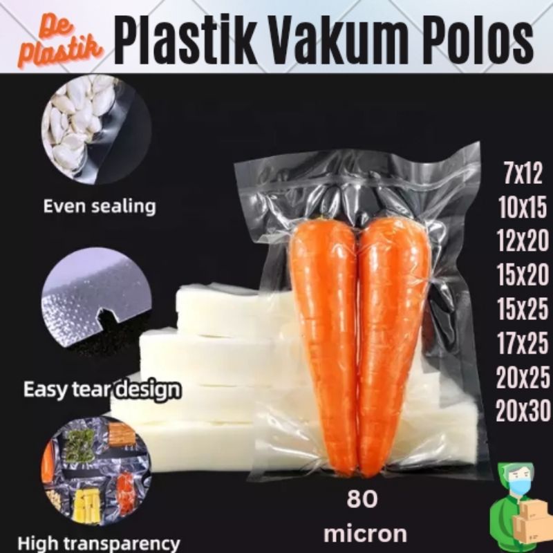 PLASTIK VACUUM POLOS 80 MICRON / PLASTIK VAKUM POLOS GROSIR / PLASTIK VAKUM MAKANAN (POLOS PER PCS)