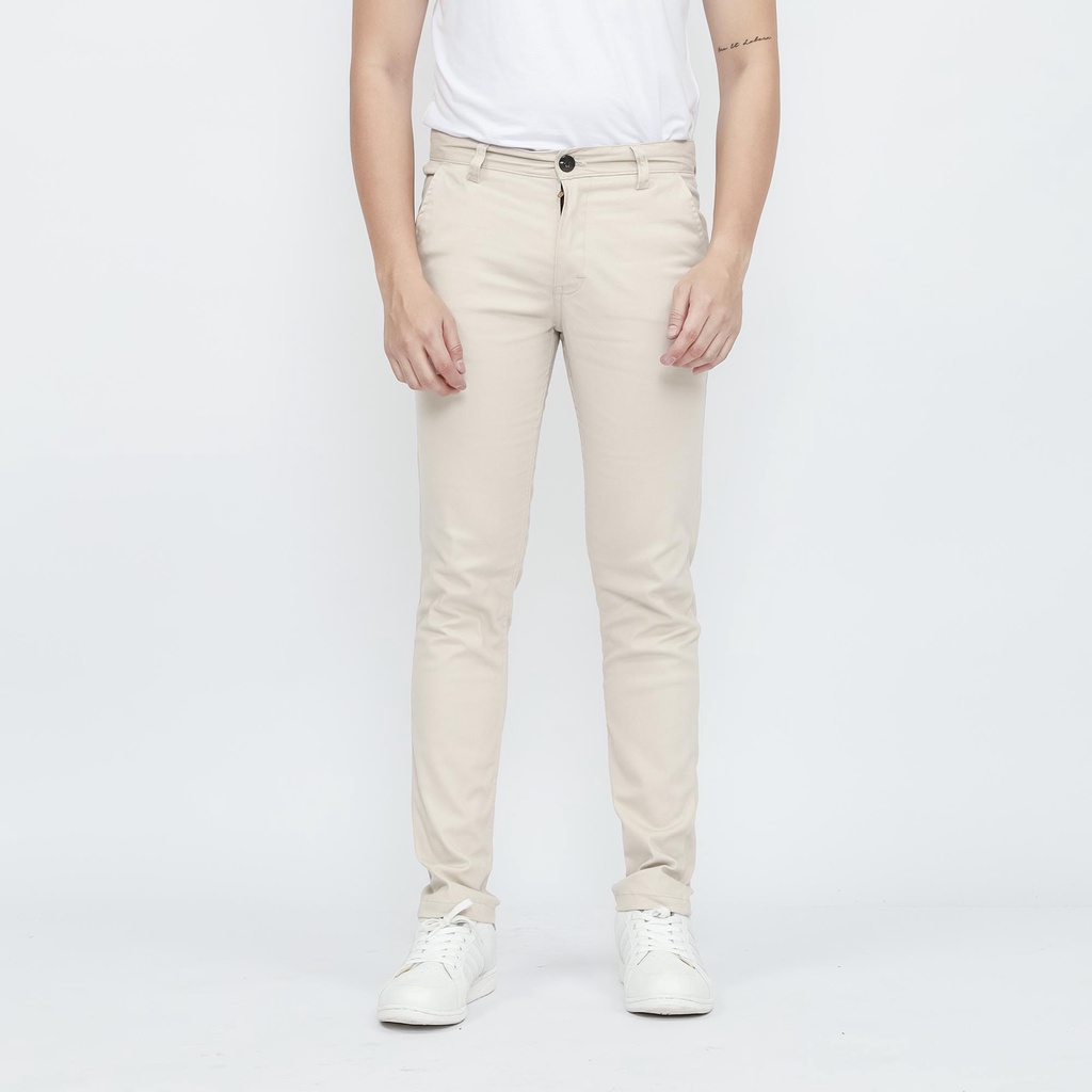 CELANA CHINO PANJANG PRIA SLIMFIT STRETCH BY BROGUY - IVORY