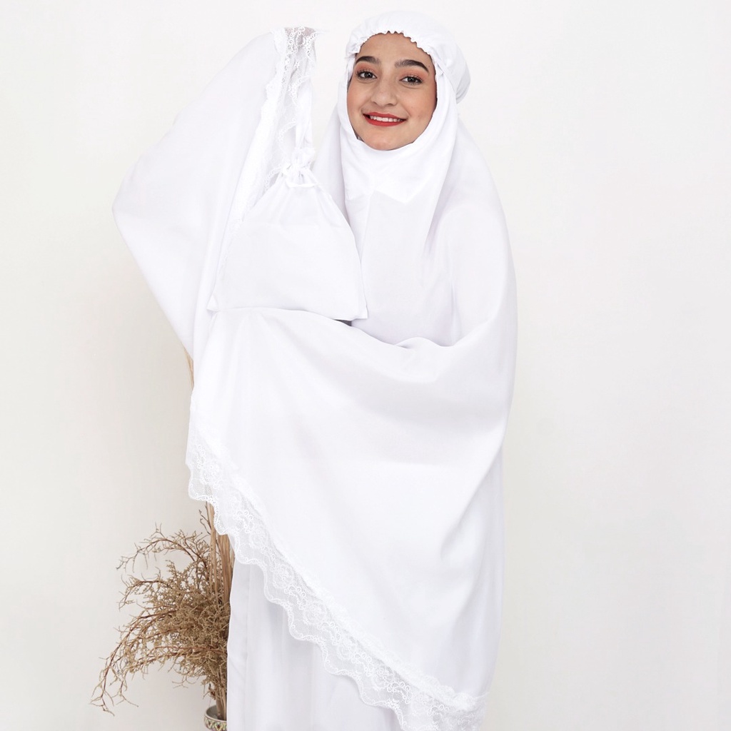 Mukena New Arrival Natasya Katun Warna Putih/Harga Grosir/Best Seller/Bisa Bayar di Tempat