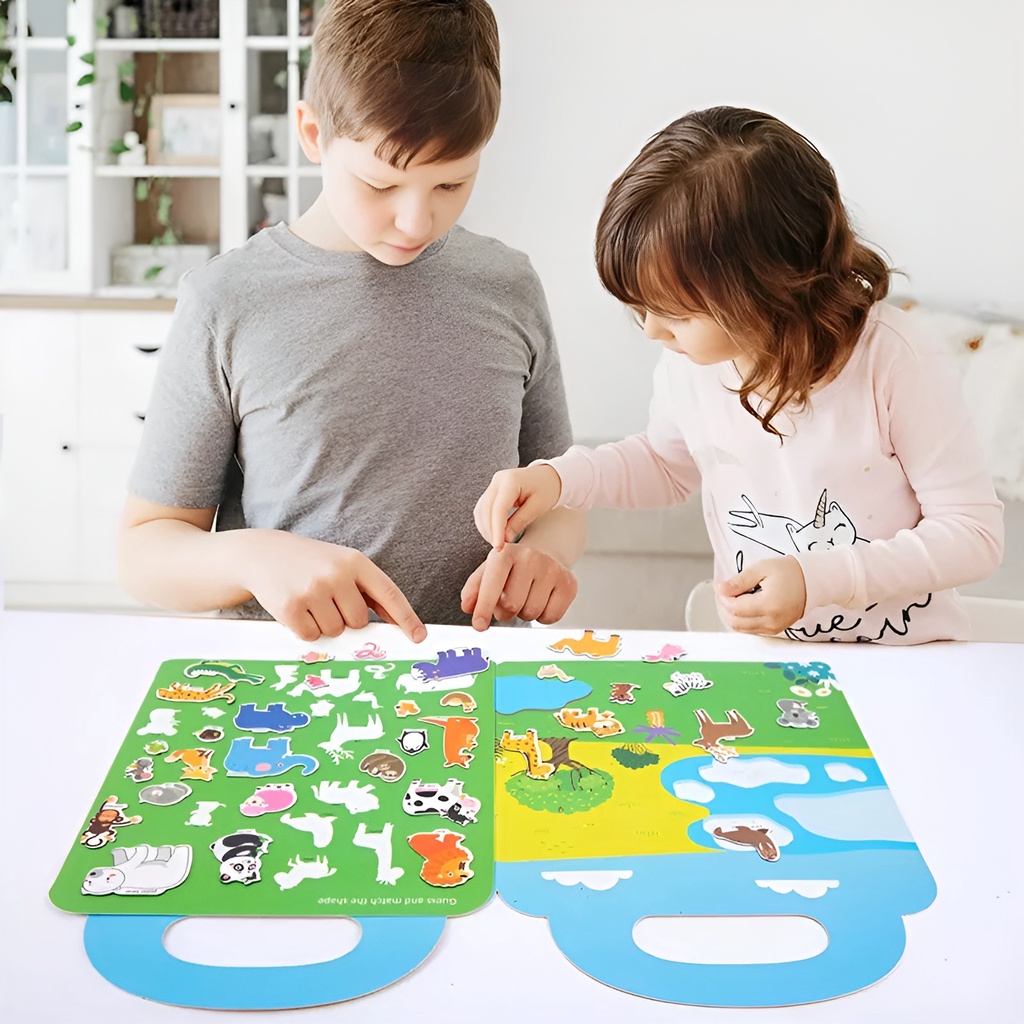 Mainan Puzzle Kayu Edukasi Anak | Fun Kids Sticker Book | Mainan Edukasi Anak Perempuan 3-4-5-6 Tahun Permainan Keluarga