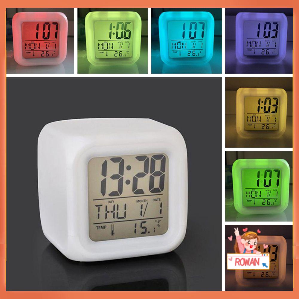 R-flower Jam Weker Meja Samping Tempat Tidur Kreatif Lampu Malam Lampu Angka Clock LED Digital