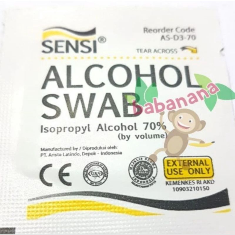 Alcohol swab sensi satuan eceran 70% pembersih prosesor luka dll