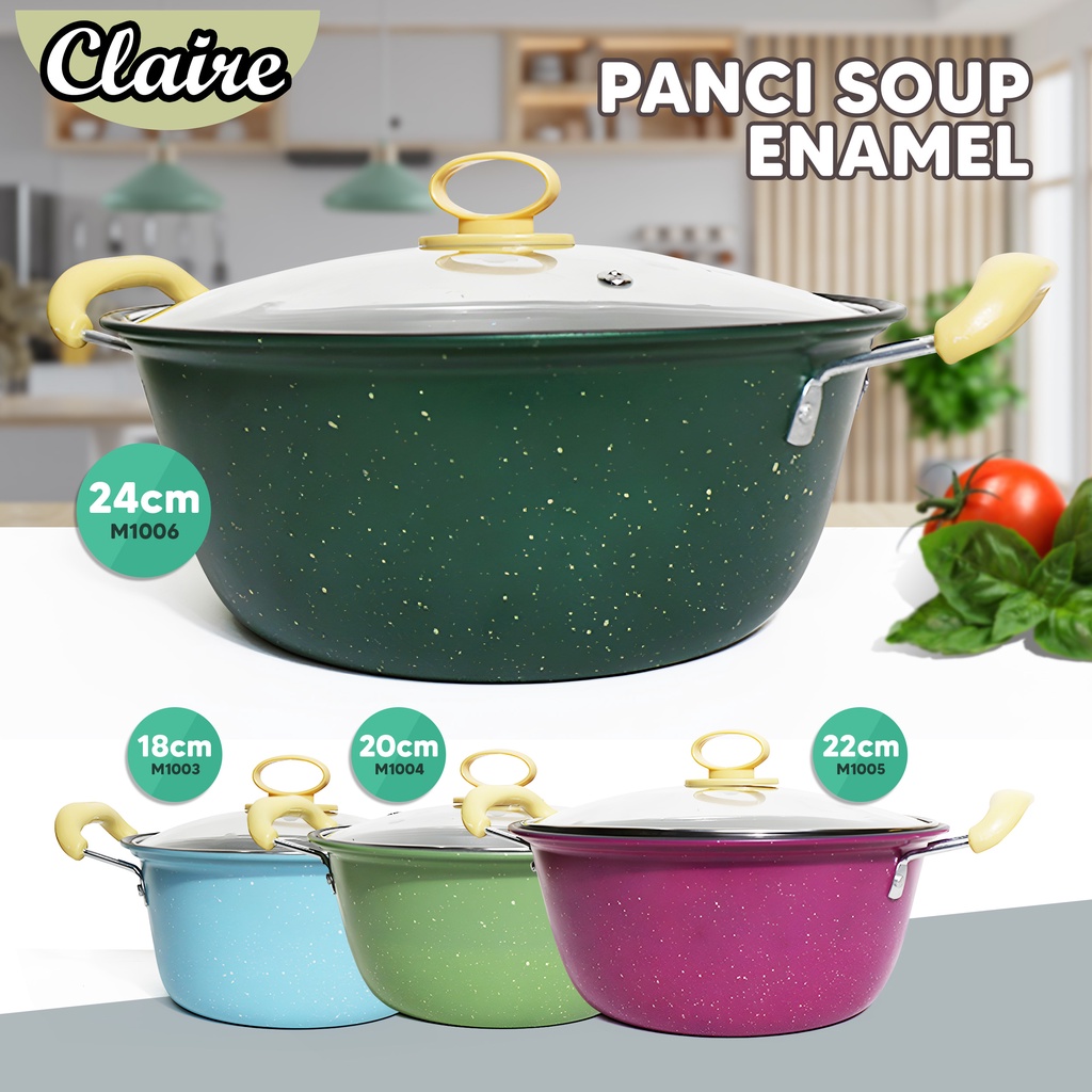 Panci Sop Banyak Ukuran / Panci Sop Enamel Stainless / Soup Pot Panci Susu Enamel