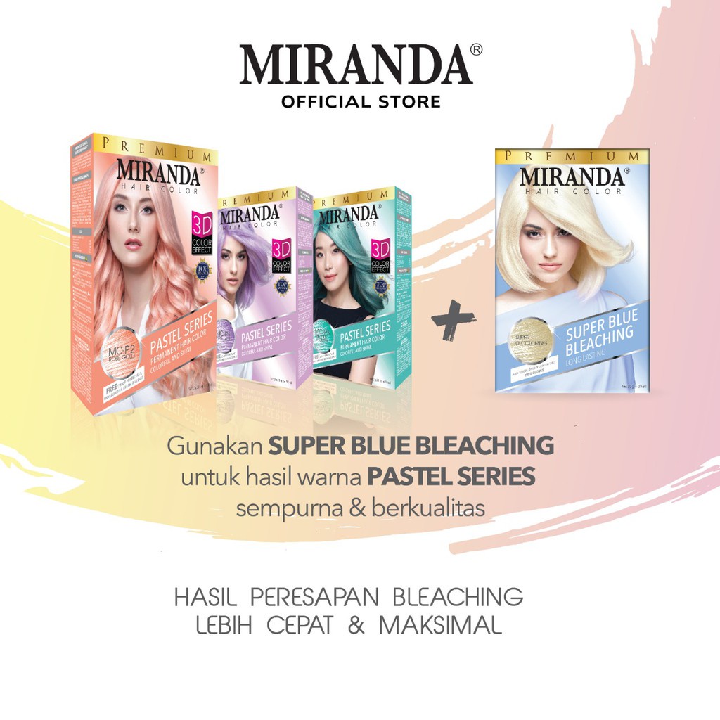 MIRANDA Hair Color Pastel Series | Semir Pewarna Rambut Pastel | Bleaching | Peach | Taro