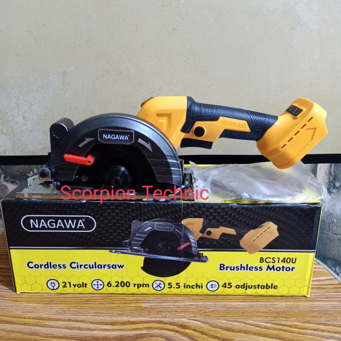 Mesin Gergaji Kayu Circular Saw Cordless Nagawa Bcs140U 5,5" 140Mm