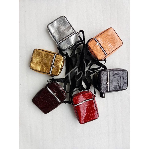 Tas selempang croco Zipper sillver TSC S Sling bag Zipper silver