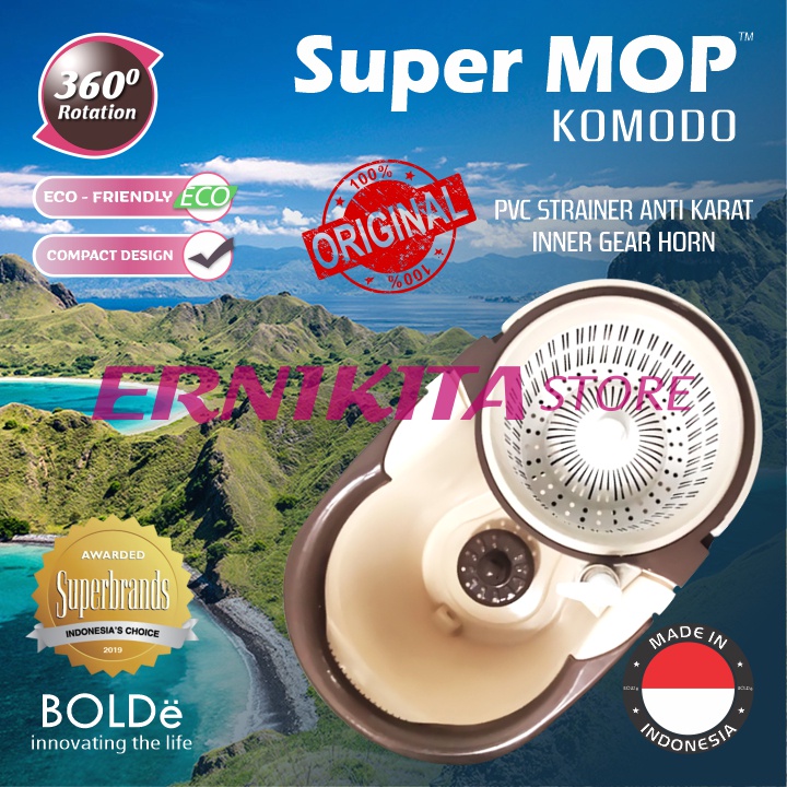 BOLDe SUPERMOP KOMODO 2 IN 1 - Alat Pel Modern Strainer Bisa Dilepas